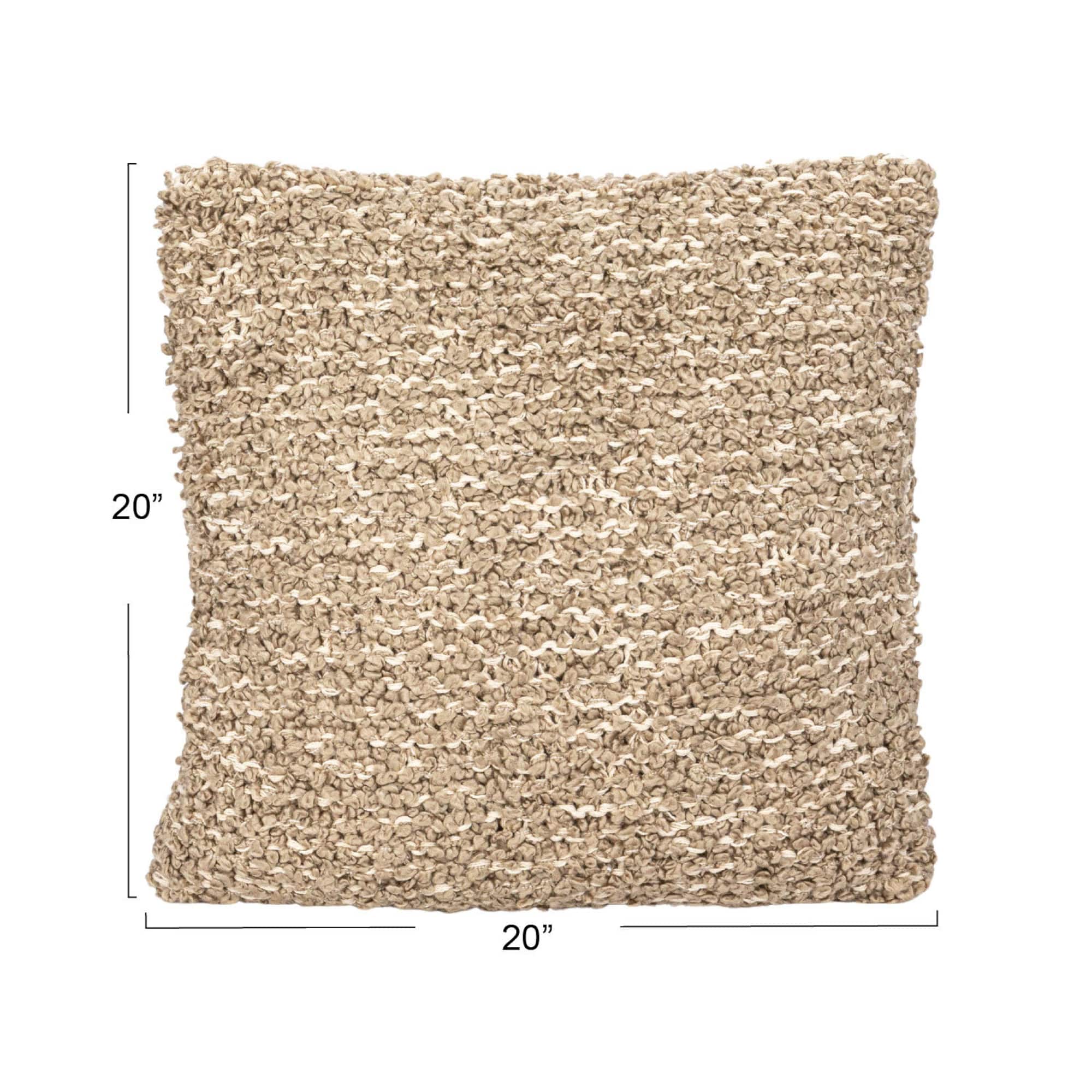 Hello Honey® 20" Brown Woven Cotton Blend Bouclé Pillow